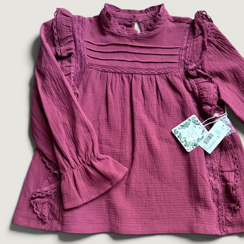 NWT Girls L Chelsea & Violet Burgundy Blouse